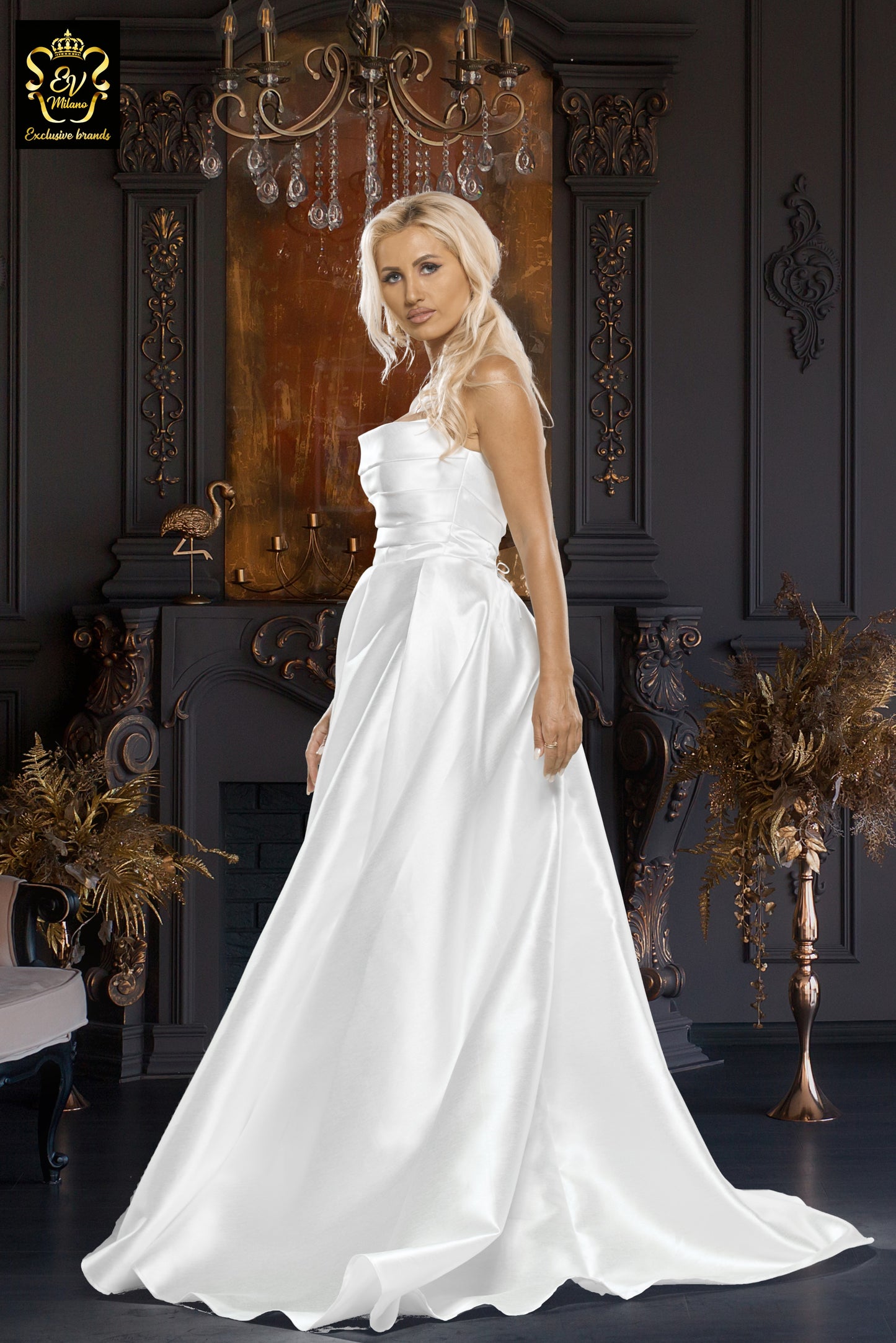 Long sleeveless wedding dress EVM-1028