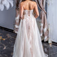Long evening dress of Organza with delicate shine