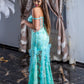 Dress with transparent corset and delicate embroidery and tull decorations