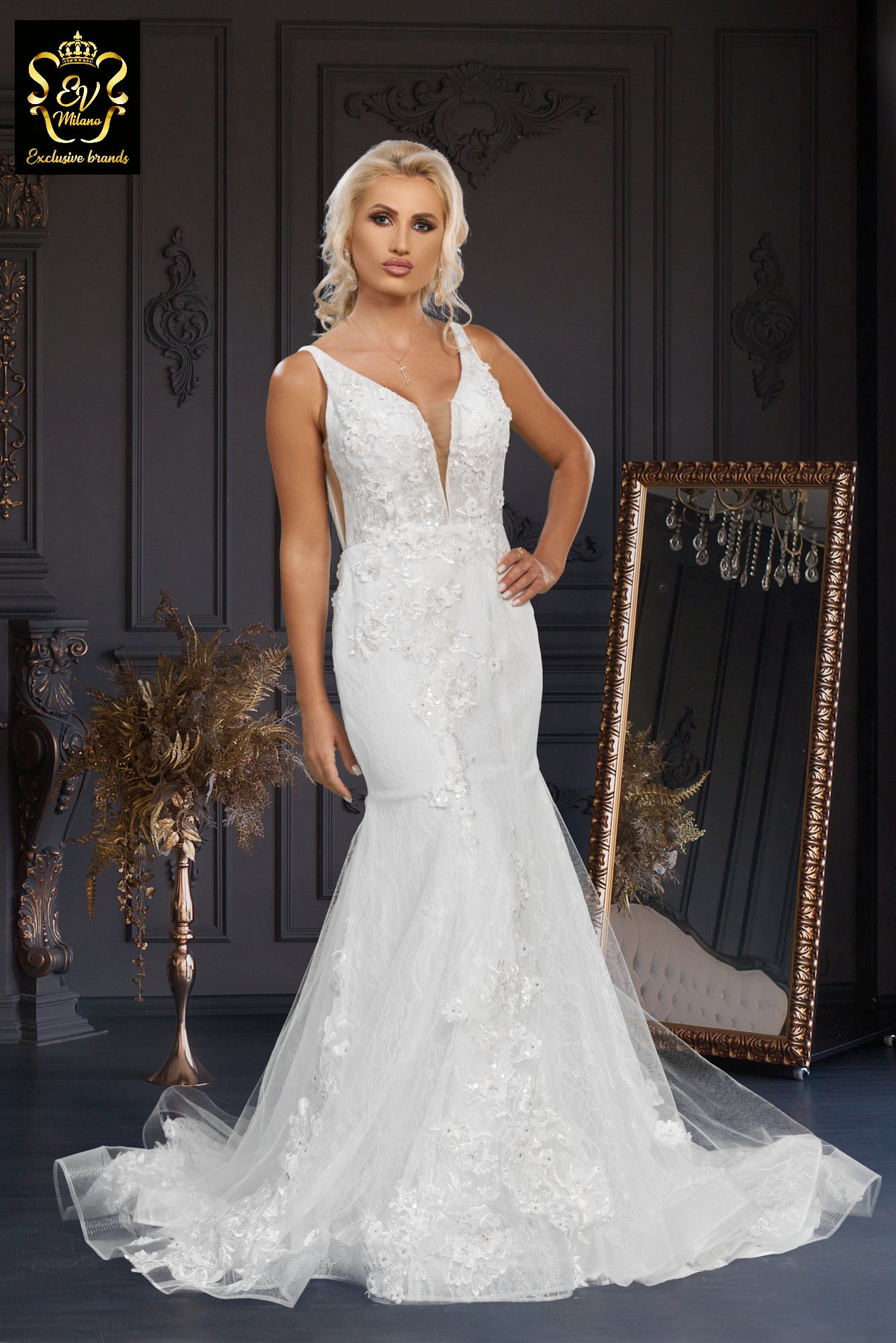 Elegant Pearls Mermaid Wedding Dresses with Sweep Train Strapless Bridal  Gowns | eBay