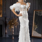 Long wedding dress with thin straps, transparent and tulle model  EVM-1011