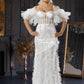 Long wedding dress with thin straps, transparent and tulle model  EVM-1011