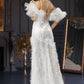 Long wedding dress with thin straps, transparent and tulle model  EVM-1011