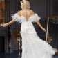 Long wedding dress with thin straps, transparent and tulle model  EVM-1011