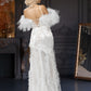 Long wedding dress with thin straps, transparent and tulle model  EVM-1011