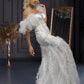 Long wedding dress with thin straps, transparent and tulle model  EVM-1011
