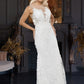 Rochie de mireasa lunga cu decolteu in V, model semitransparent si trena EVM-1023