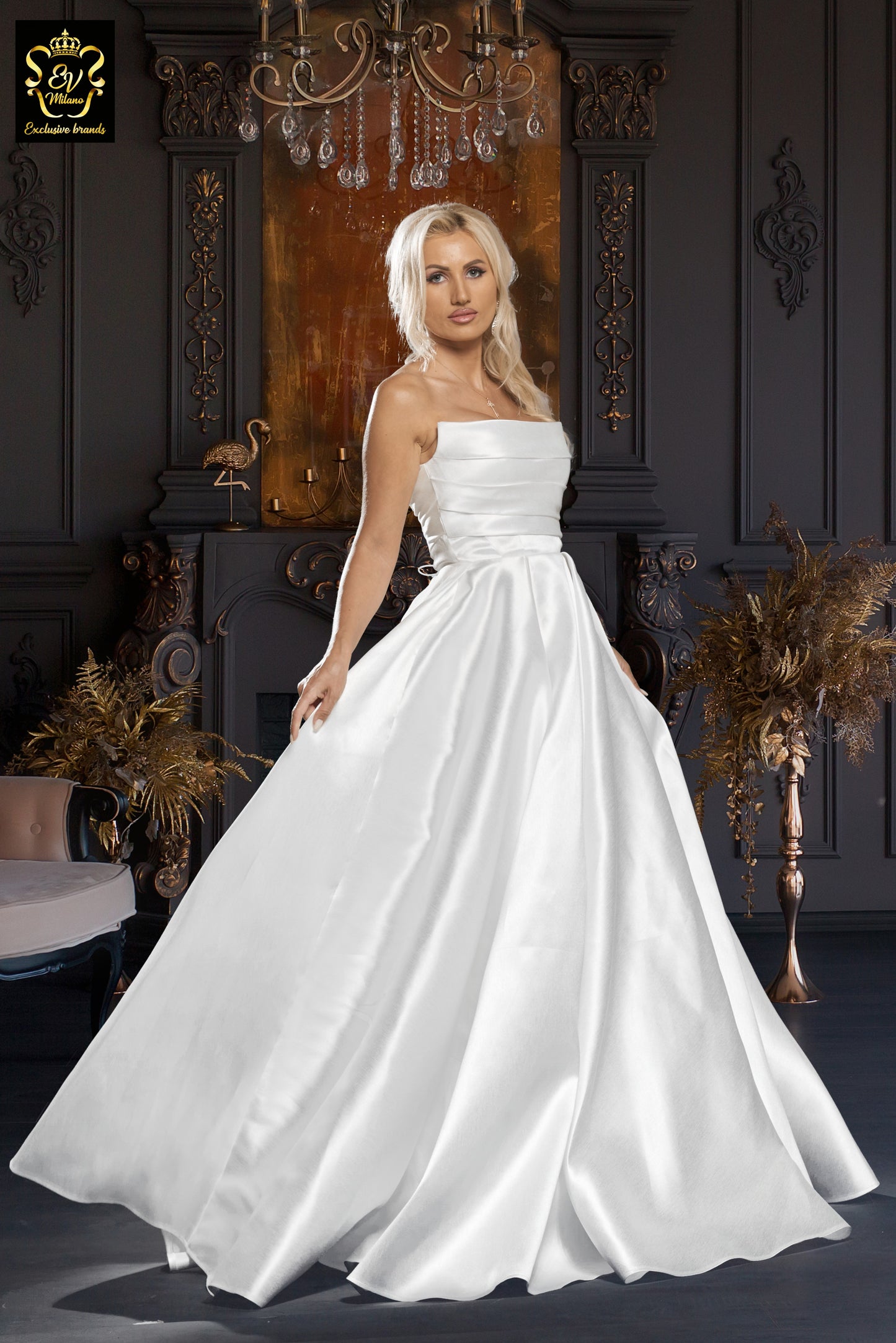 Long sleeveless wedding dress  EVM-1028