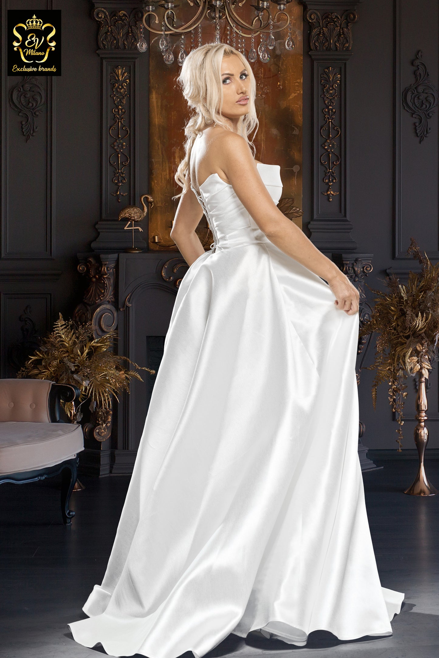 Long sleeveless wedding dress  EVM-1028