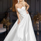 Long sleeveless wedding dress with train EVM-1030