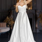 Long sleeveless wedding dress with train EVM-1030