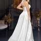 Long sleeveless wedding dress with train EVM-1030
