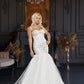 Long wedding dress with thin straps and tulle train EVM-1031