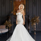 Long wedding dress with thin straps and tulle train EVM-1031